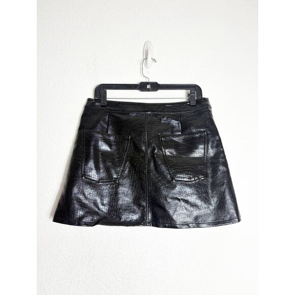 Torn By Ronny Kobo Donnie Asymterical Skirt Size Large Black Snakeskin Pleather - Picture 11 of 12